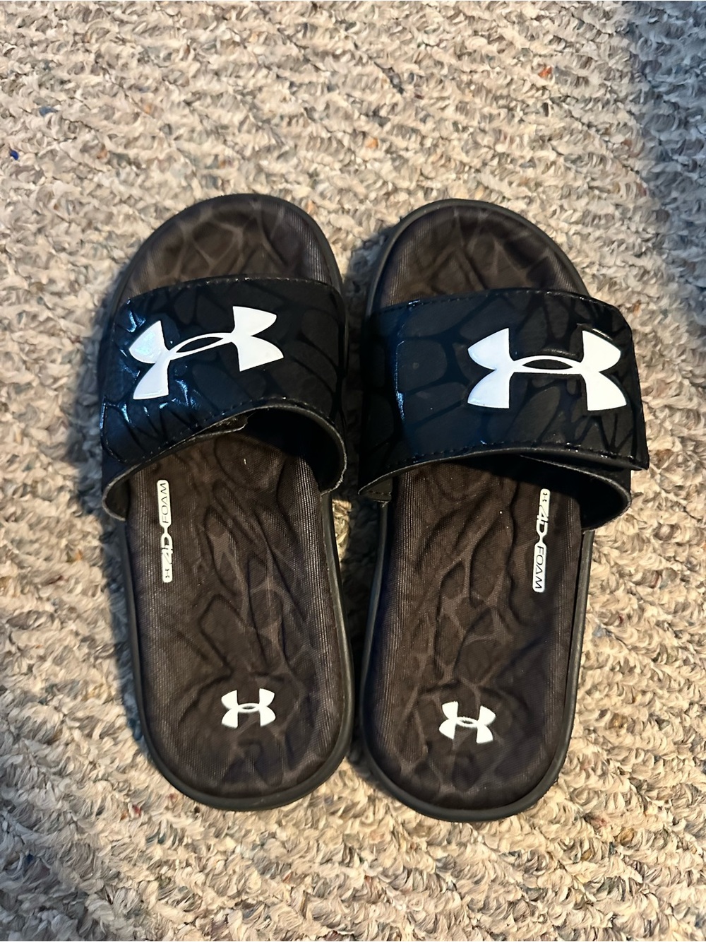 Under Armour Black Kids' Slide Sandals with White Logo